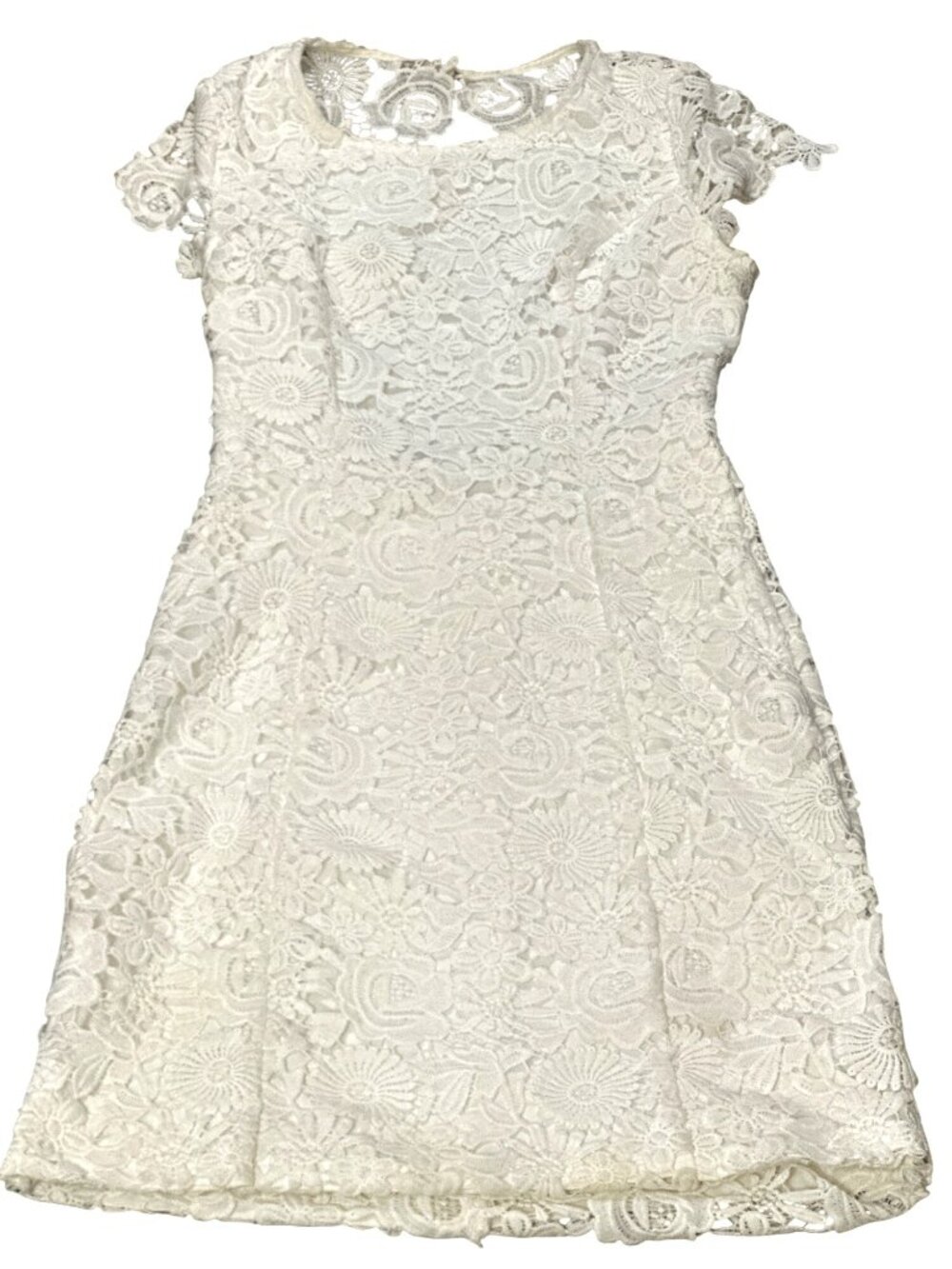 Lulus S White Lace Open Back Fitted Mini Dress Floral Bridal Bachelorette Chic - Picture 8 of 9